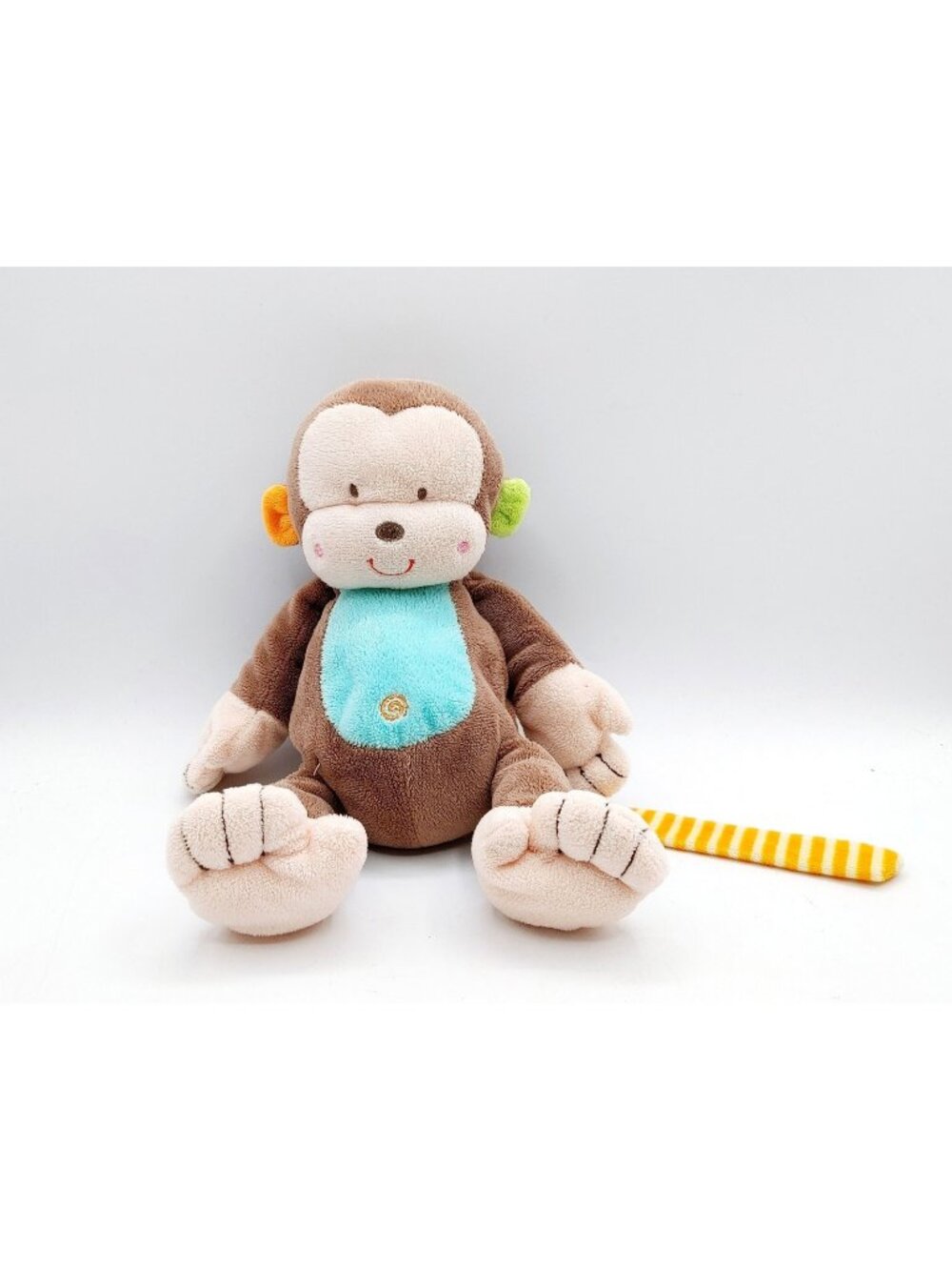 Baby Ganz Collection Mason Monkey Brown Blue Orange Yellow Stripes 11” Plush